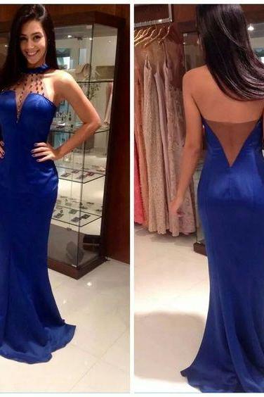 High Quality Mermaid Prom Gown,royal Blue Prom Dresses,royal Blue Evening Gowns,beaded Party Dresses,chiffon Prom Dresses,sexy Prom Dress,