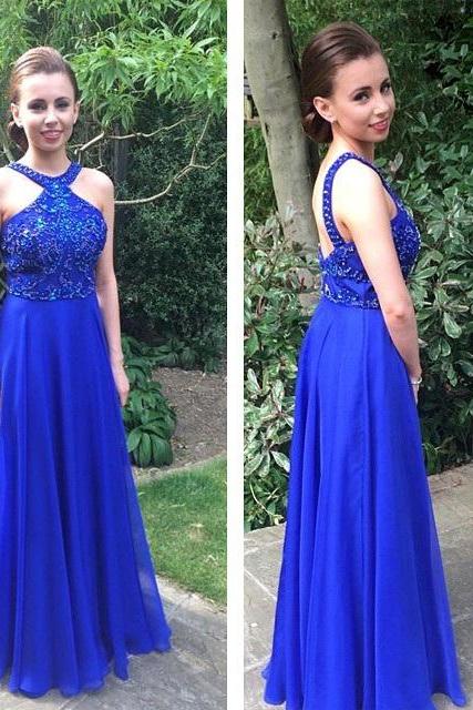 Lovely Formal Gowns,royal Blue Prom Dresses,royal Blue Prom Dress,beaded Formal Gown,beading Prom Dresses ,a-line Prom Dresses ,chiffon Prom