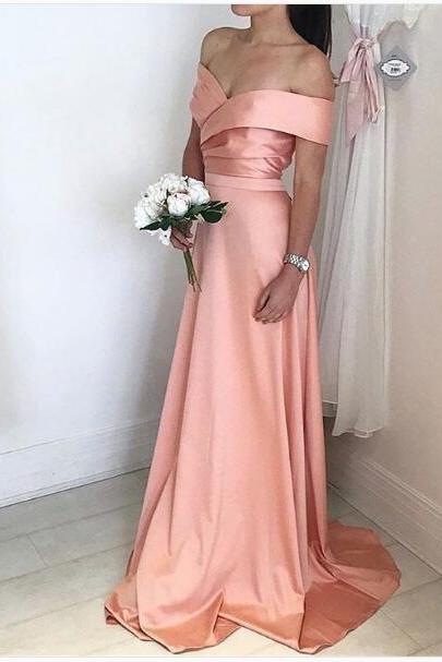 Sexy Pink Prom Dress ,evening Dress, Off Shoulder Satin Long Evening Dresses ,prom Dresses ,formal Dress ,prom Dress,backless Prom Dresses,
