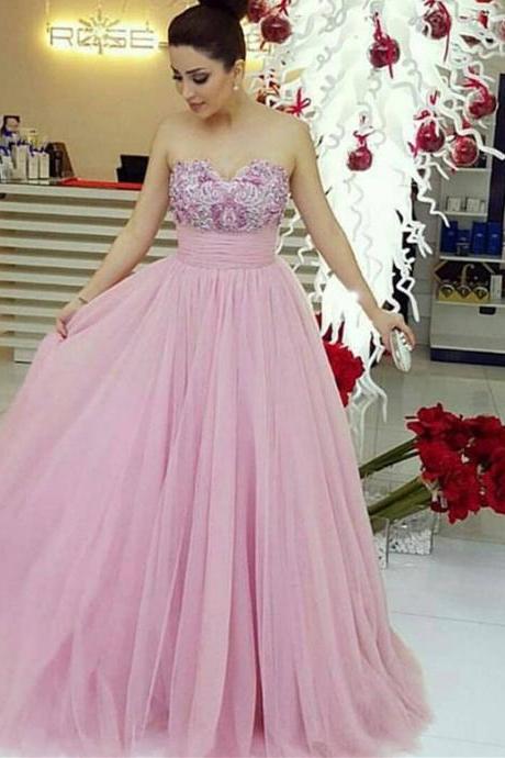 Backless Prom Dresses, Evening Dress,prom Dresses,prom Dress,pink Evening Gown Ball Gown Tulle Prom Dress,sexy Prom Dress,