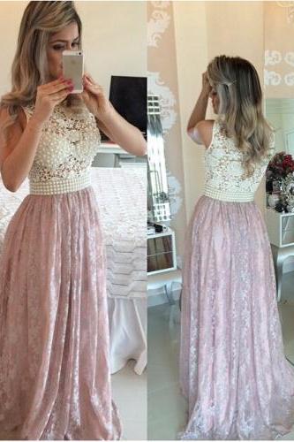 Charming Prom Dresses,Evening Dress,Party Dresses,Prom Dresses,Pink Evening Gowns,Lace Formal Dresses,Prom Dresses ,2017 Fashion Evening Gown,Beautiful Evening Dress,Pink Formal Dress,Lace Prom Gowns