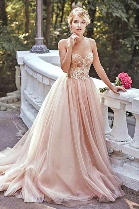 Romantic Evening Dresses, New Style Prom Dress, Blush Pink Tulle Evening Gowns,Cheap Evening Dress,Prom Gowns,Fashion Dress,