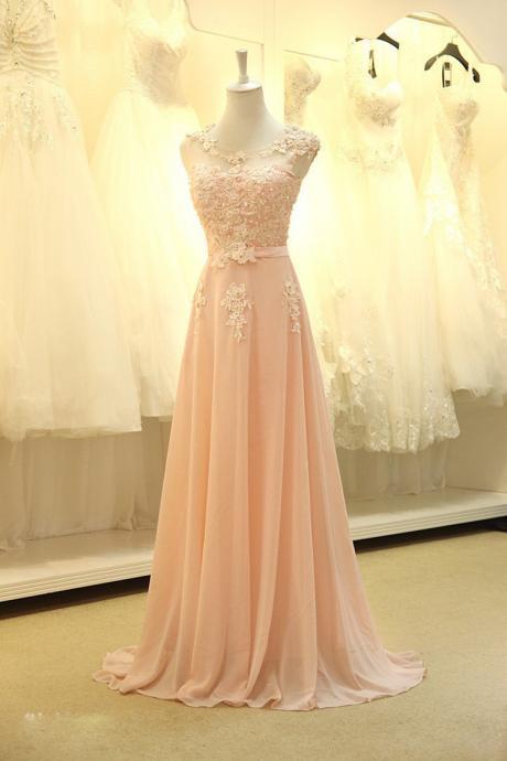 Pink Pearls Evening Dress Prom Dress,pink Evening Gowns,simple Formal Dresses,prom Dresses,teens Fashion Applique Evening Gown