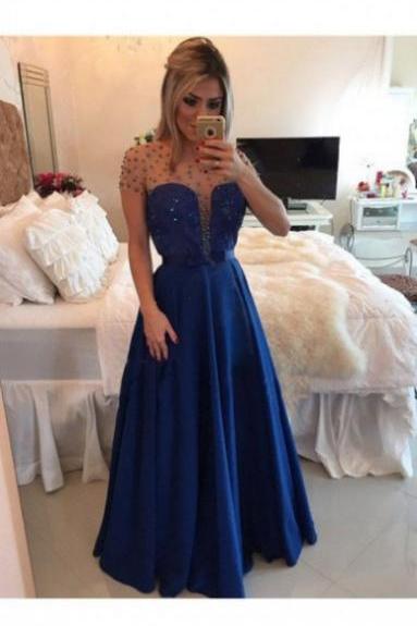 Sexy Tulle Prom Dresses,Royal Blue Prom Dress,Modest Prom Gown,Chiffon Prom Gowns,Beading Evening Dress,Princess Evening Gowns,Sparkly Party Gowns,Backless Prom Gowns,Open Back Evening Dress