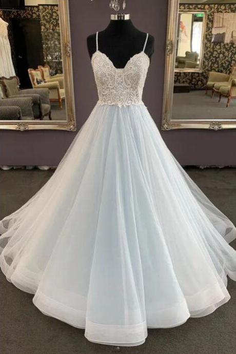 Unique Sweetheart Tulle Lace Long Prom Dress, Lace Evening Dress