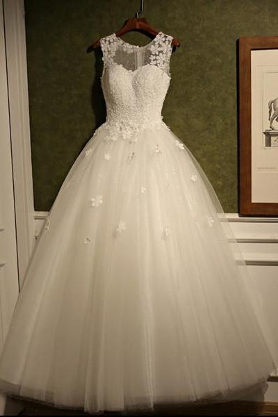 Weddings Wedding Dress Romantic Wedding Dress Appliques Wedding Dress Cheap Wedding Dress Scoop Wedding Dress White Wedding Dress