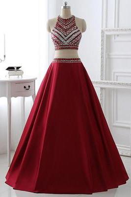 PGA85 2016 Two Pieces Burgunday Prom Dress Bridal Party Dresses 