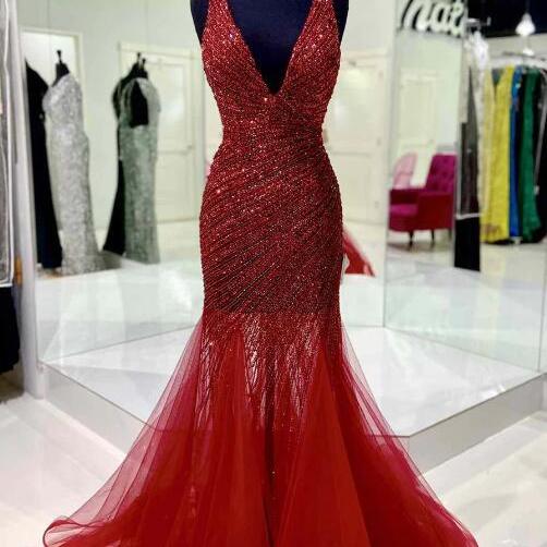 Gorgeous Green High Neck A-Line Tulle Beading Long Formal Prom Dress, DP4731 main image 1