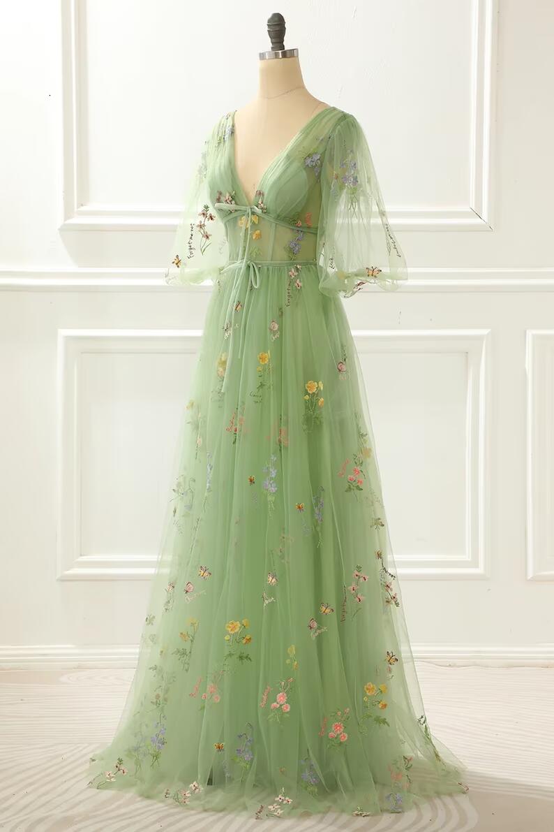 Fashion Sweet Print V Neck A Line Dresses(4 Colors)