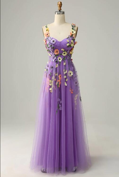 Sparkly Purple Straps Prom Dress,Purple Graduation Dress Y4978