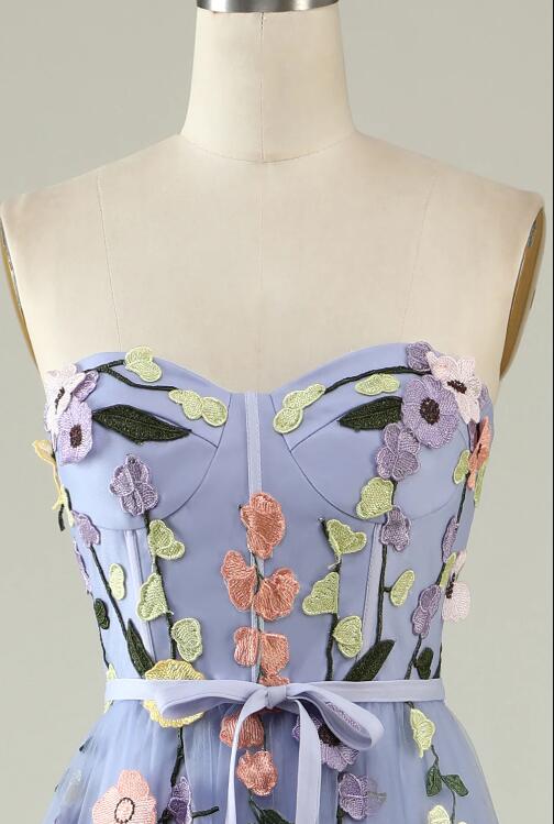 A-Line Lavender Long Ball Dress with Appliques main image 0
