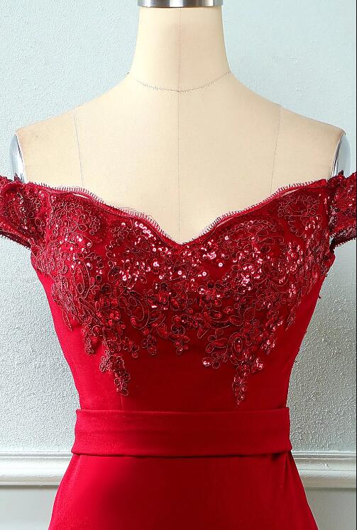 Cute Mermaid White Off The Shoulder Sequins Lace Long Prom Dress with Long Sleeves main image 0